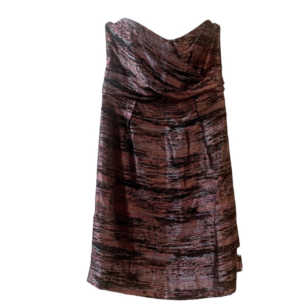 Shoshanna NEW Strapless Dress 10 Black Purple Multi Wedding Guest Cocktail